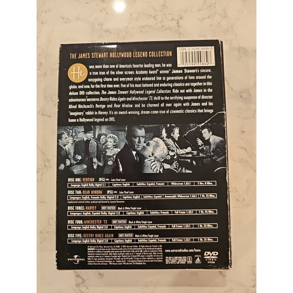 James Stewart Hollywood Legend Collection DVD 2004 5 Disc Set Harvey Vertigo EUC - Picture 2 of 7